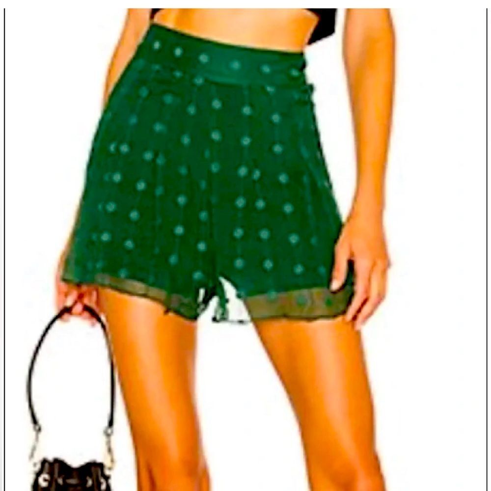 House of Harlow 1960 by Revolve Emerald Green lightweight shorts with polka dots
